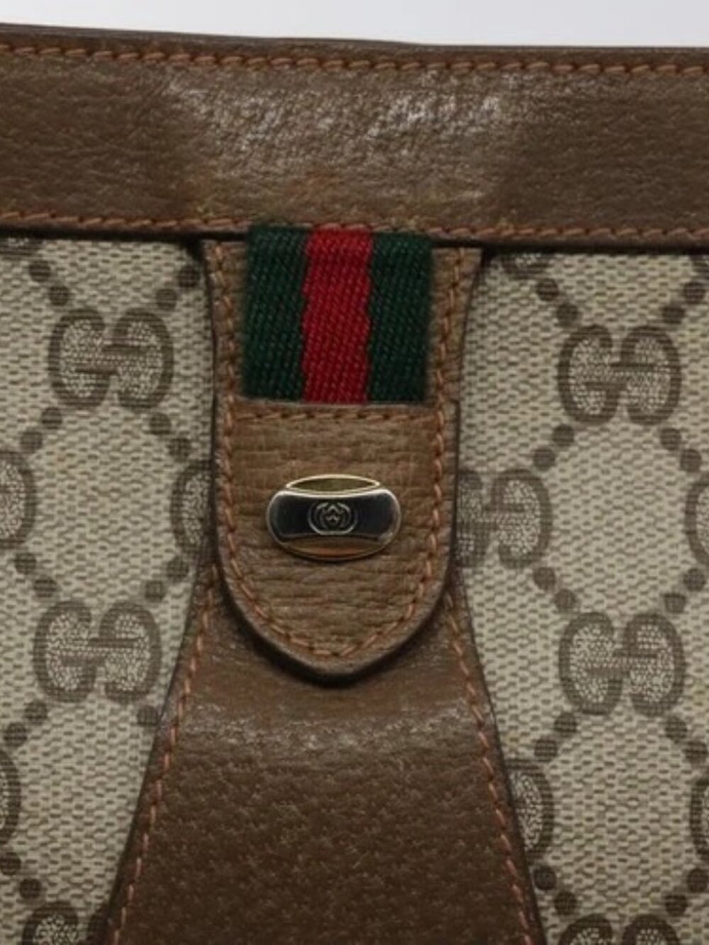 GUCCI GG Supreme Web Sherry Line Clutch Bag PVC Beige 89 01 033 Auth th5825 - Picture 7 of 15
